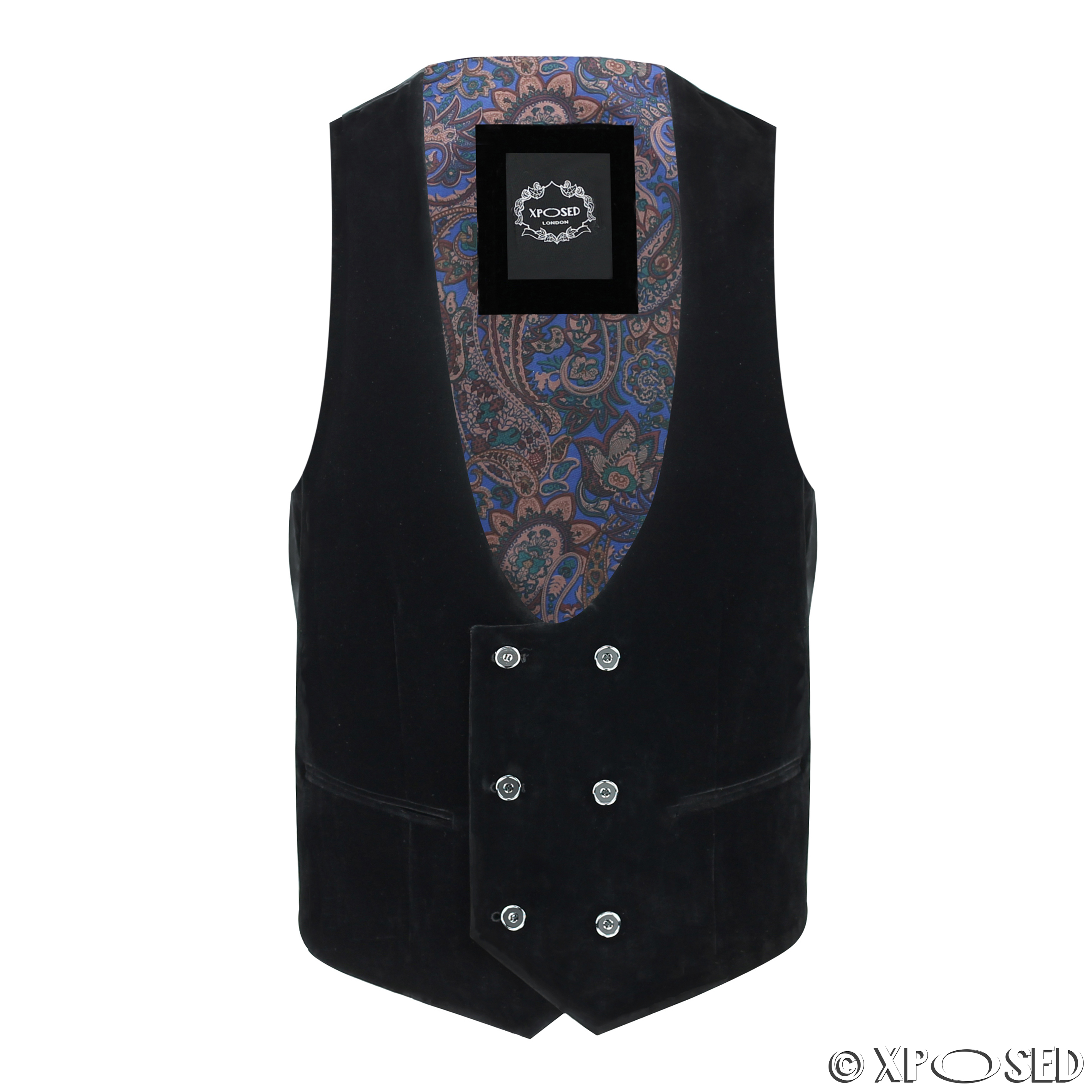 Men's Vintage Velvet Double Breasted Tux Suit Waistcoat Low